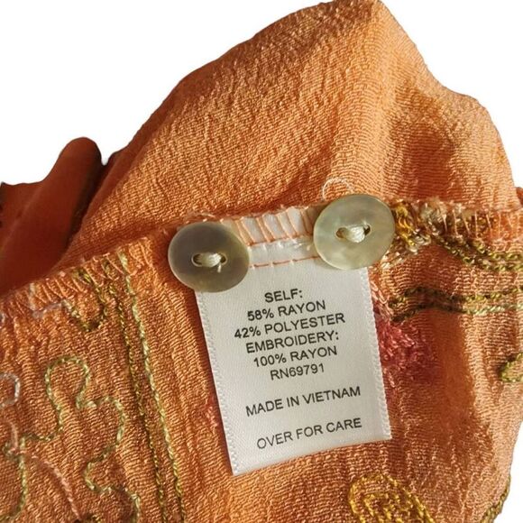 Hope Springs NWOT Bright Pink Embroidered Boho Button Down Lightweight Top Size - Picture 7 of 10